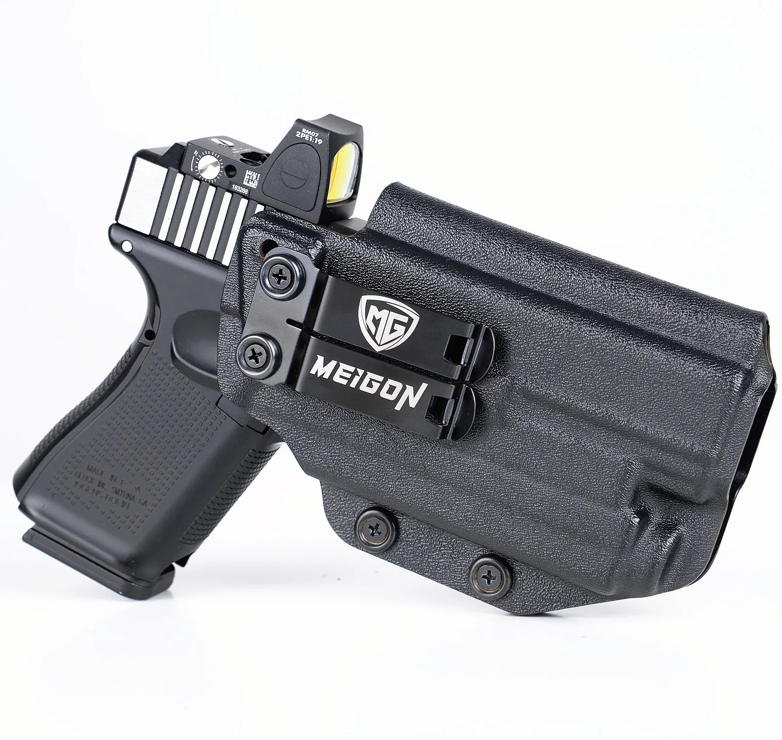 IWB Kydex Holster for Glock 19 19X 23 25 32 44 45 with Olight PL MINI 2 Valkyrie Flashlight inside Waistband Concealed Carry