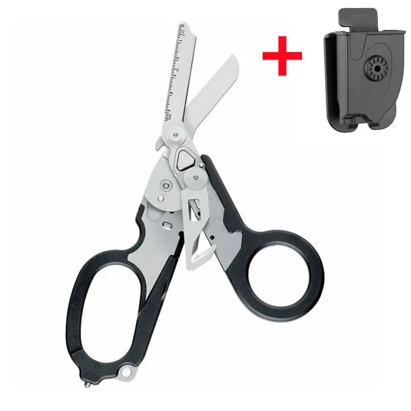 Multifunction XIAOTREE First Aid Tactical Folding Scissors Outdoor Survival Tool Combination Tactical Scissors Stainless Steel