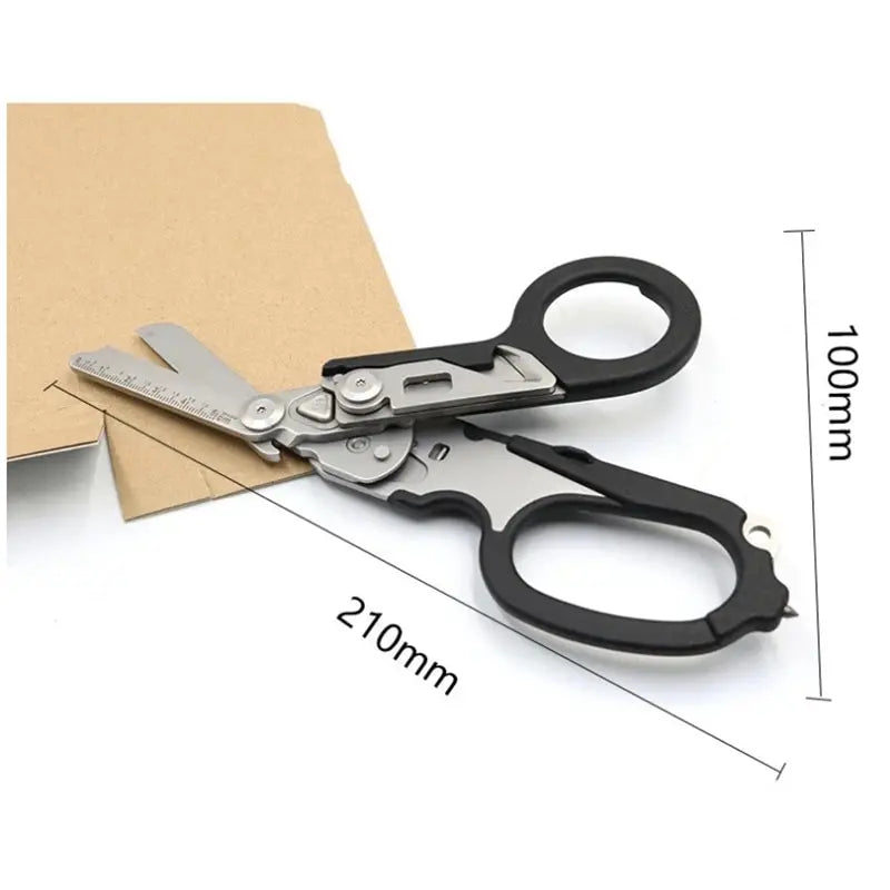 Multifunction XIAOTREE First Aid Tactical Folding Scissors Outdoor Survival Tool Combination Tactical Scissors Stainless Steel