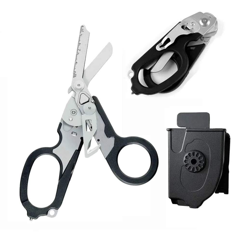 Multifunction XIAOTREE First Aid Tactical Folding Scissors Outdoor Survival Tool Combination Tactical Scissors Stainless Steel