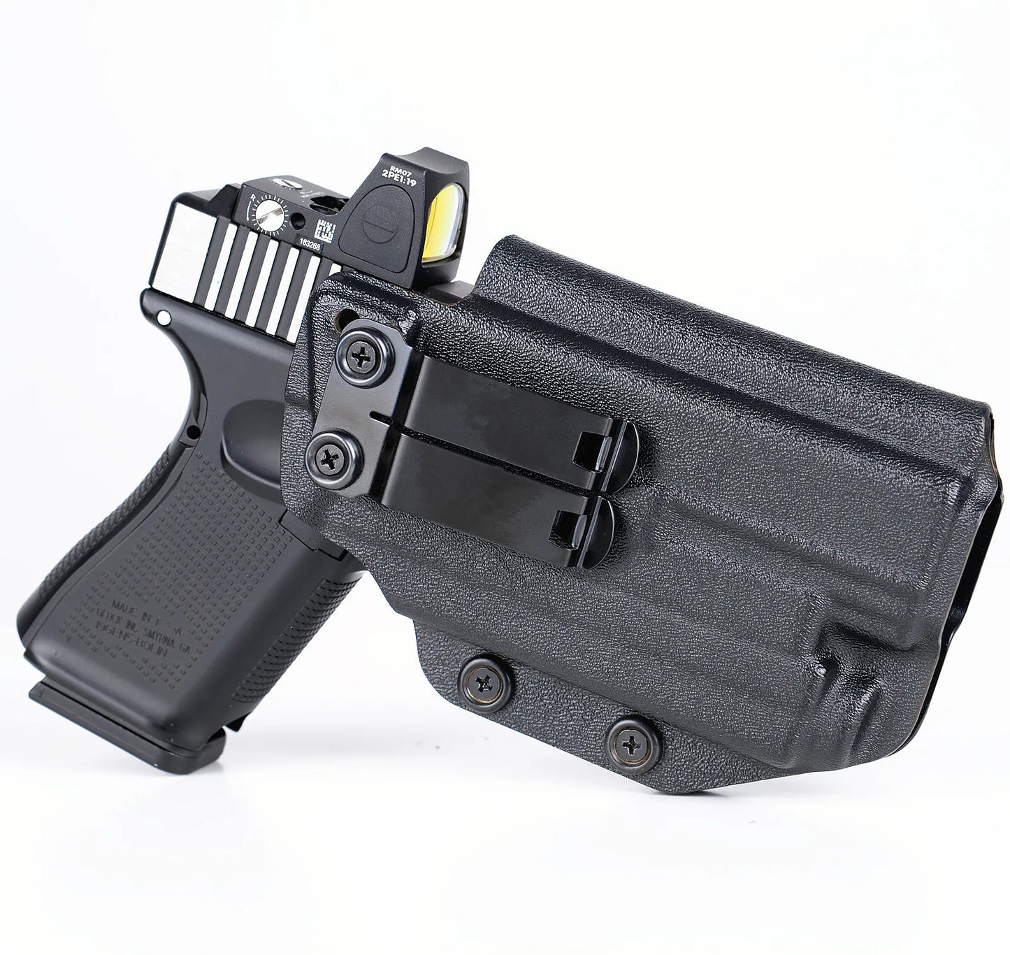 IWB Kydex Holster for Glock 19 19X 23 25 32 44 45 with Olight PL MINI 2 Valkyrie Flashlight inside Waistband Concealed Carry