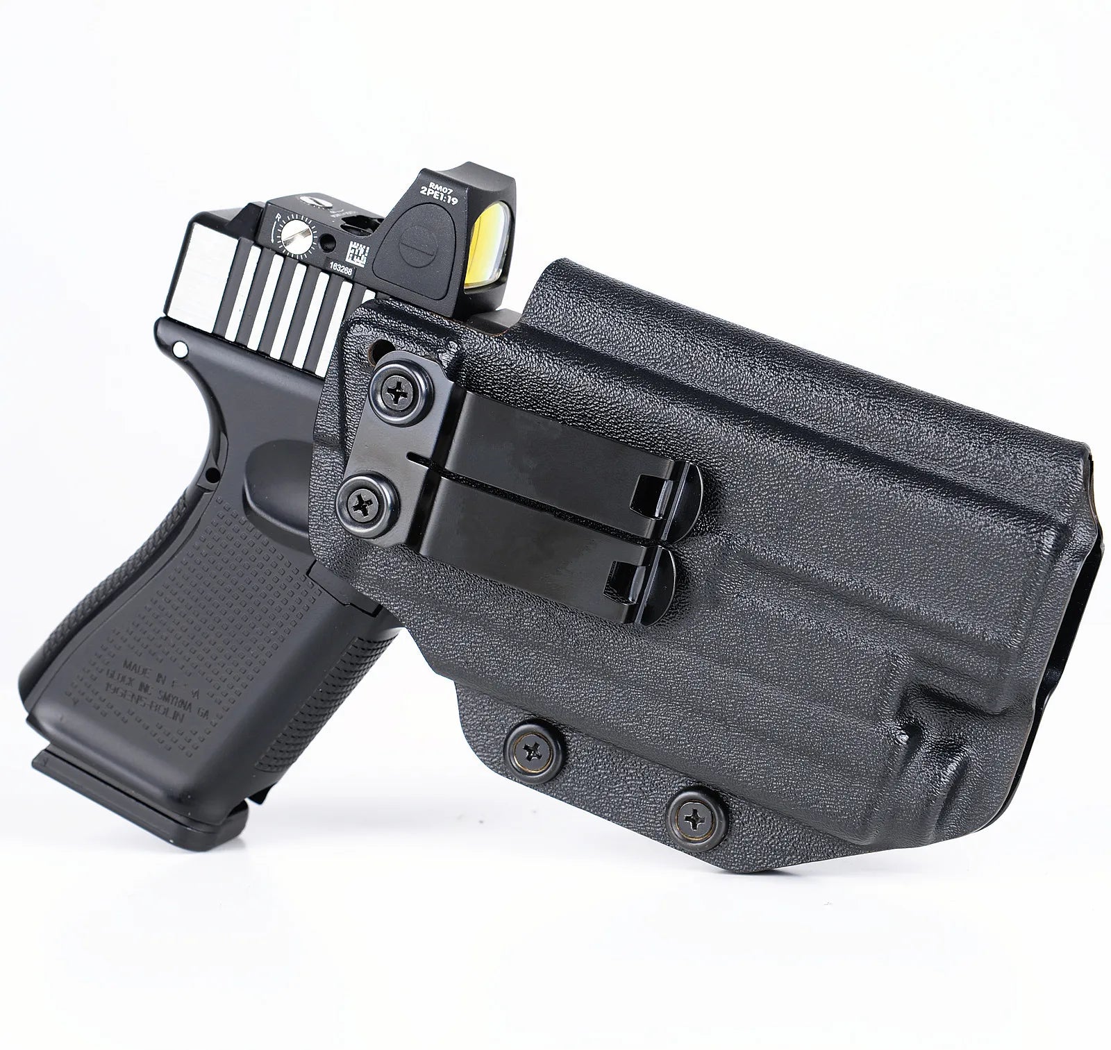 IWB Kydex Holster for Glock 19 19X 23 25 32 44 45 with Olight PL MINI 2 Valkyrie Flashlight inside Waistband Concealed Carry