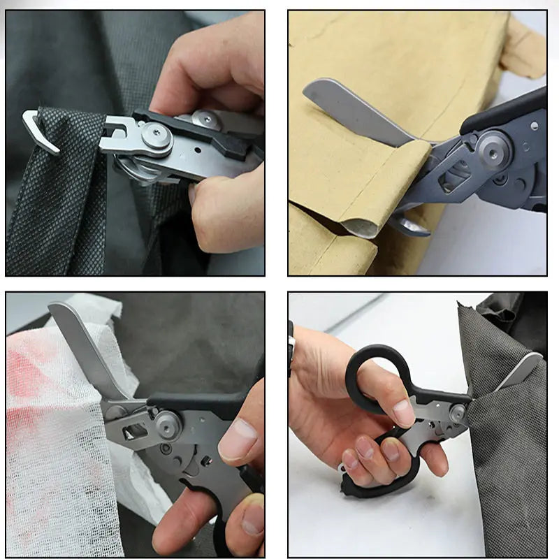 Multifunction XIAOTREE First Aid Tactical Folding Scissors Outdoor Survival Tool Combination Tactical Scissors Stainless Steel