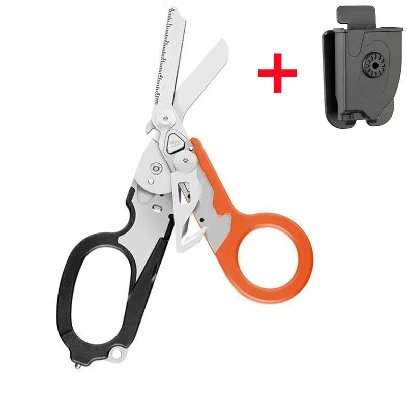 Multifunction XIAOTREE First Aid Tactical Folding Scissors Outdoor Survival Tool Combination Tactical Scissors Stainless Steel