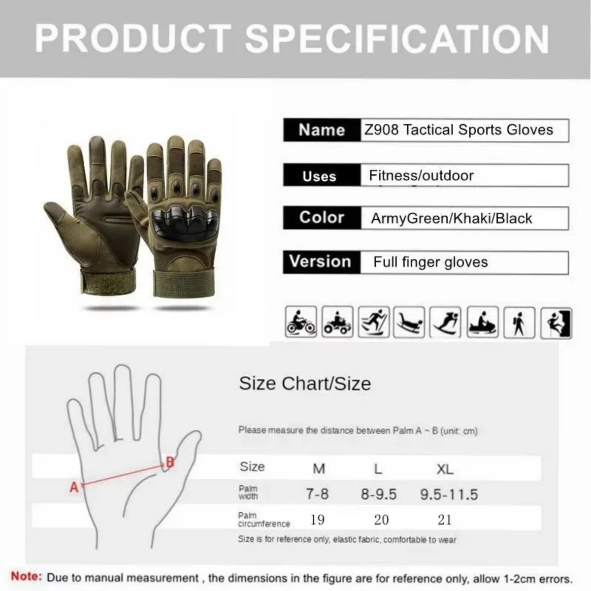 Camping and Hiking Rock Climbing Tactical Gloves Touch Design Fitness Protection Sports Hunting Full Finger Motorcycle Gloves