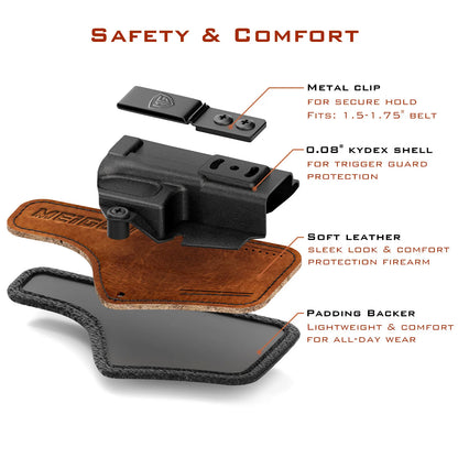 Echelon Holster with Comfort Pad IWB Kydex Leather Hybrid Holster for 9Mm Springfield Armory Echelon 4.0C inside Concealed Carry