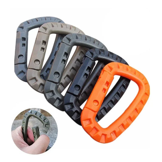 5Pcs 8.5Cm Tactical Backpack Buckle Fast Tactical Carabiner Plastic Hook D Shape Mosqueton EDC Gear for Outdoor Camping